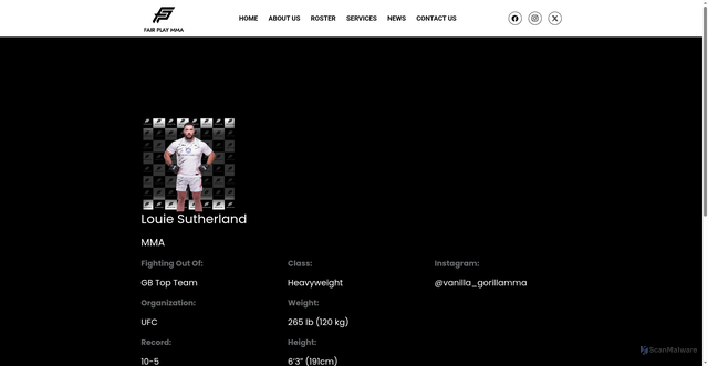 Security scan screenshot of https://fairplaymma.com/louie-sutherland/
