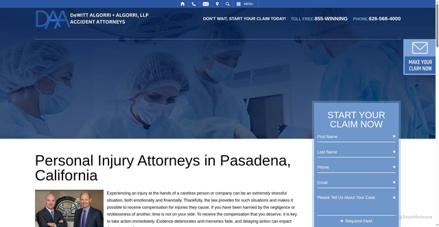 Security scan screenshot of https://daalaw.com/personal-injury/