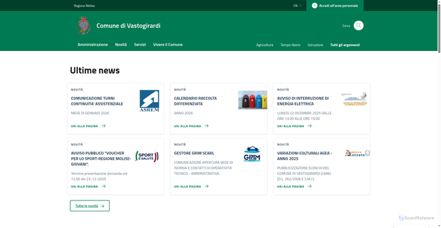 Security scan screenshot of https://comune.vastogirardi.is.it/