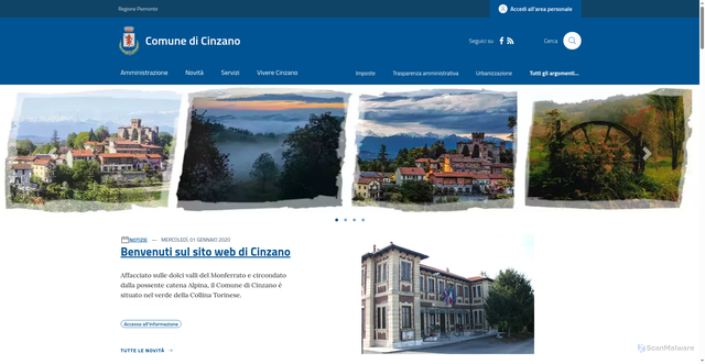 Security scan screenshot of https://www.comune.cinzano.to.it/