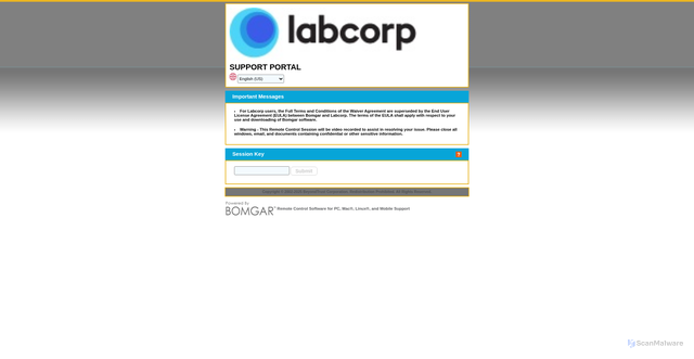 Security scan screenshot of https://labcorprs.beyondtrustcloud.com