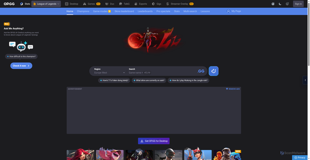 Security scan screenshot of https://op.gg/