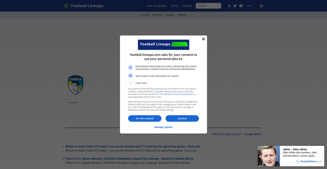 Security scan screenshot of https://m.football-lineups.com/team/Pafos-FC/news