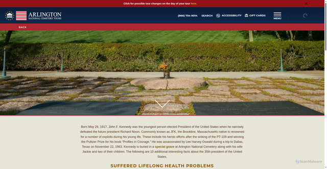 Security scan screenshot of https://www.arlingtontours.com/interesting-facts-jfk