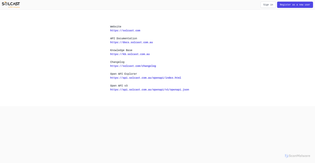 Security scan screenshot of https://api.solcast.com.au