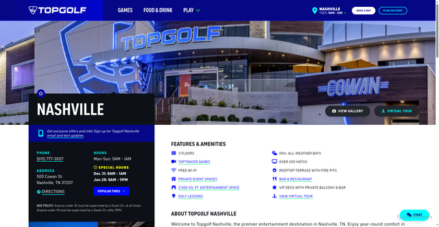 Security scan screenshot of https://topgolf.com/us/nashville/