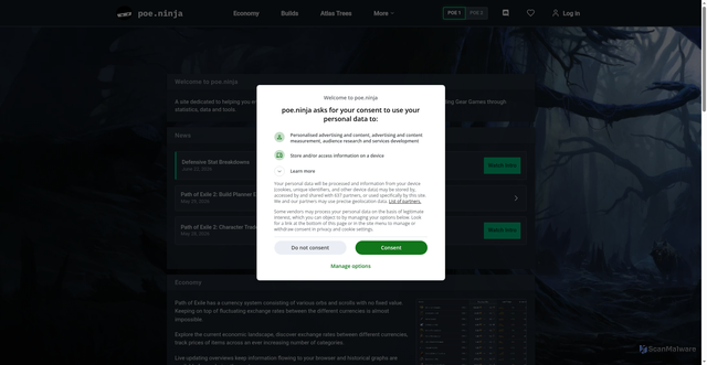 Security scan screenshot of https://poe.ninja