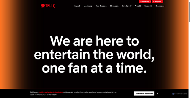 Security scan screenshot of https://about.netflix.com