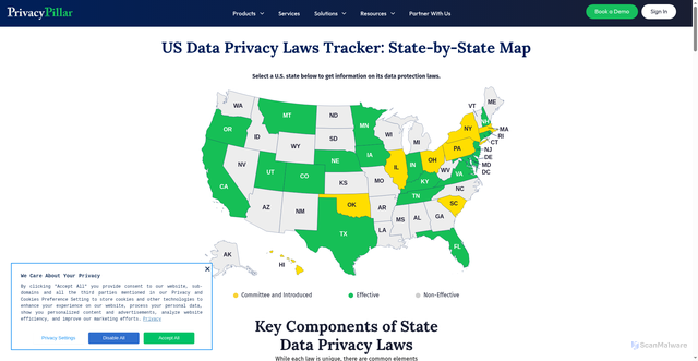 Security scan screenshot of https://privacypillar.com/data-privacy-laws/
