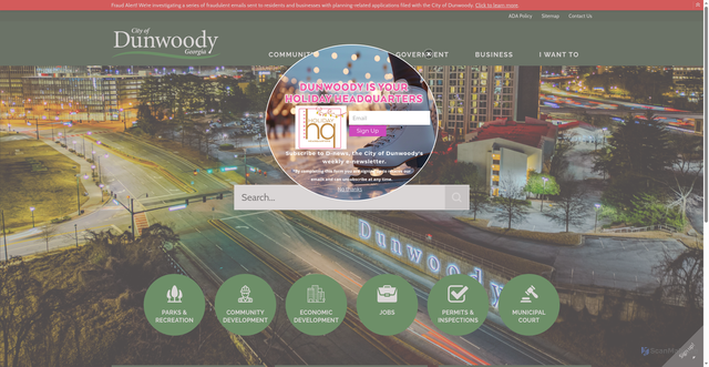 Security scan screenshot of https://www.dunwoodyga.gov/