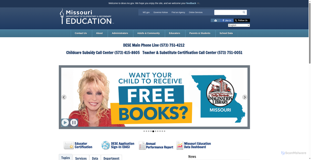 Security scan screenshot of https://dese.mo.gov/