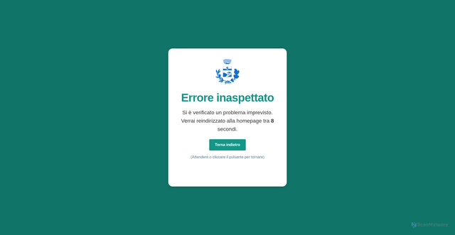 Security scan screenshot of https://www.comune.isasca.cn.it/error.html