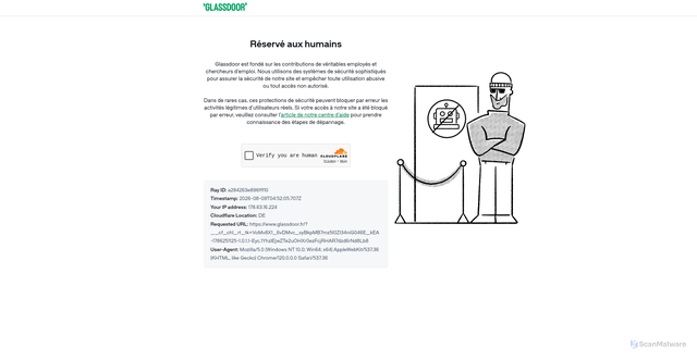 Security scan screenshot of https://glassdoor.fr