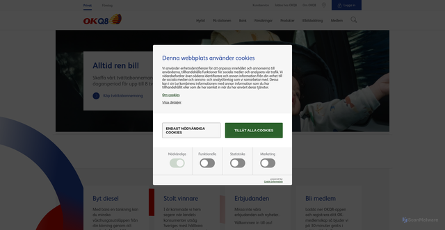 Security scan screenshot of https://www.okq8.se/