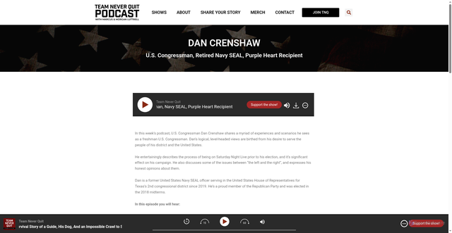 Security scan screenshot of https://teamneverquit.com/podcast/dan-crenshaw/