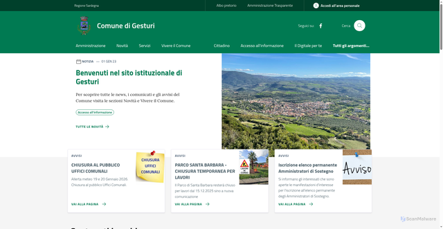 Security scan screenshot of https://www.comune.gesturi.su.it/