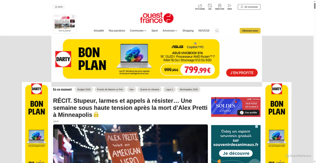 Security scan screenshot of https://www.ouest-france.fr