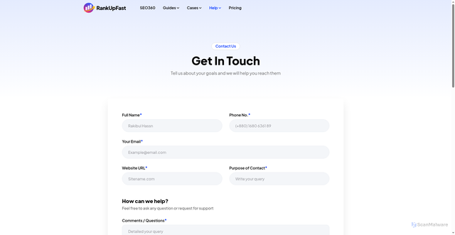 Security scan screenshot of https://sharpranking.pro/contact.html