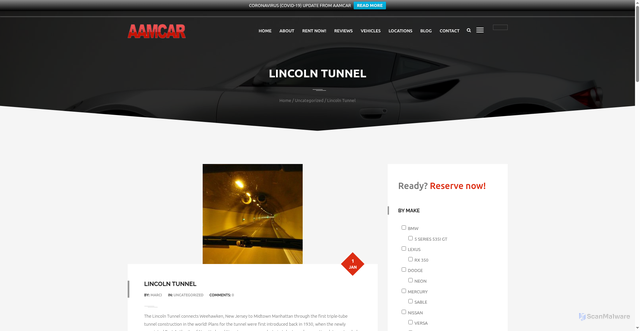 Security scan screenshot of https://aamcar.com/lincoln-tunnel/