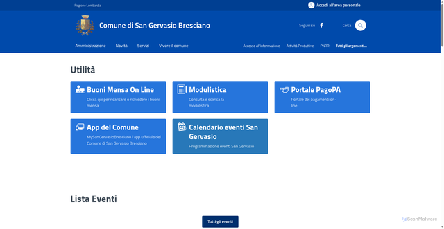 Security scan screenshot of https://www.comune.sangervasiobresciano.bs.it