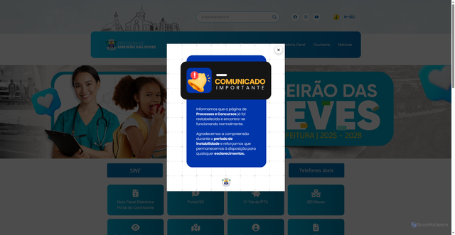 Security scan screenshot of https://ribeiraodasneves.mg.gov.br/?legal=