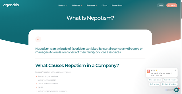 Security scan screenshot of https://www.agendrix.com/hr-glossary/nepotism
