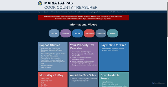 Security scan screenshot of https://www.cookcountytreasurer.com/