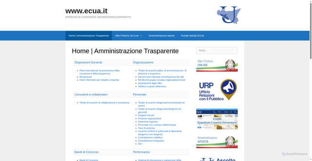 Security scan screenshot of https://www.ecua.it/