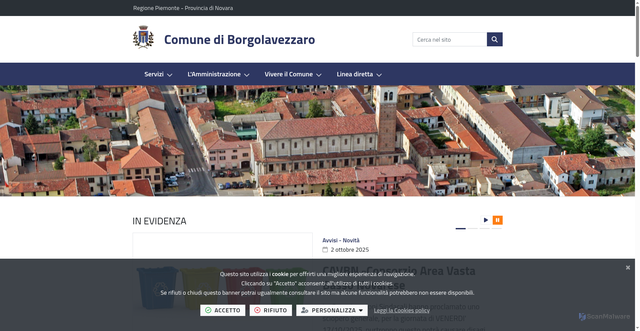Security scan screenshot of https://www.comune.borgolavezzaro.no.it/it-it/home