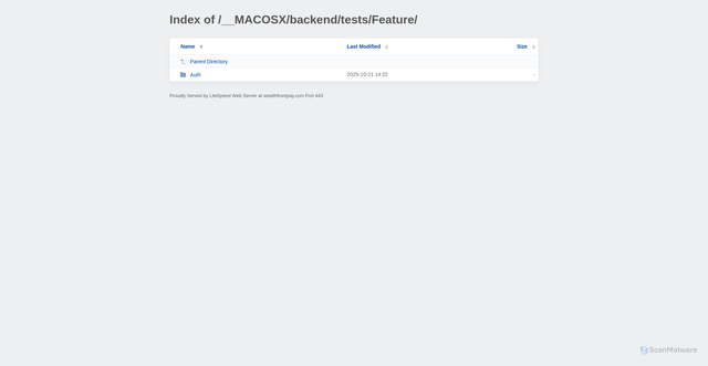 Security scan screenshot of https://wealthfrontpay.com/__MACOSX/backend/tests/Feature/