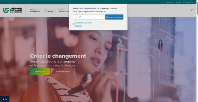 Security scan screenshot of https://univ-guyane.fr