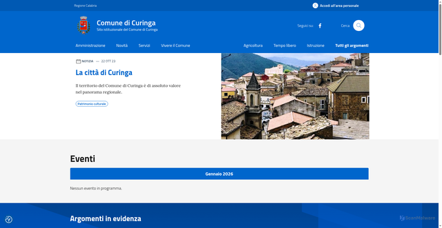 Security scan screenshot of https://www.comune.curinga.cz.it/