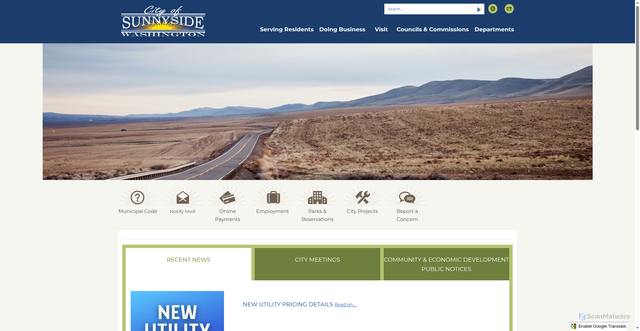Security scan screenshot of https://www.sunnyside-wa.gov/