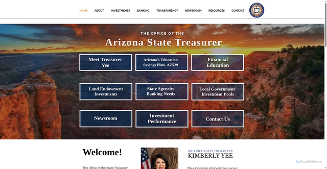 Security scan screenshot of https://www.aztreasury.gov/