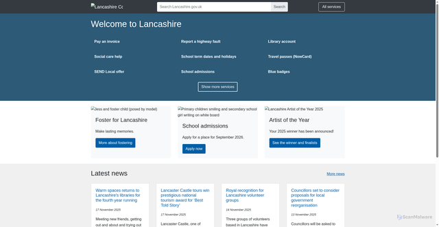 Security scan screenshot of https://www.lancashire.gov.uk/
