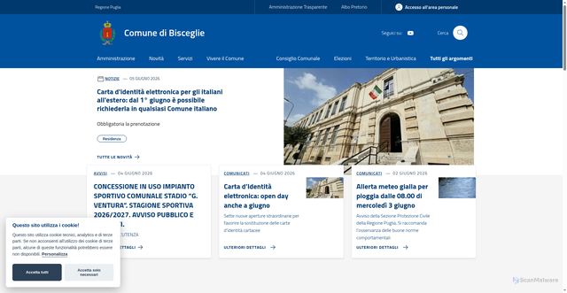 Security scan screenshot of https://www.comune.bisceglie.bt.it