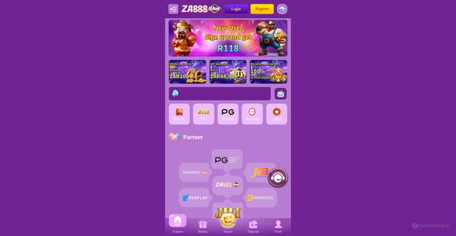 Security scan screenshot of http://za888slot.vip/