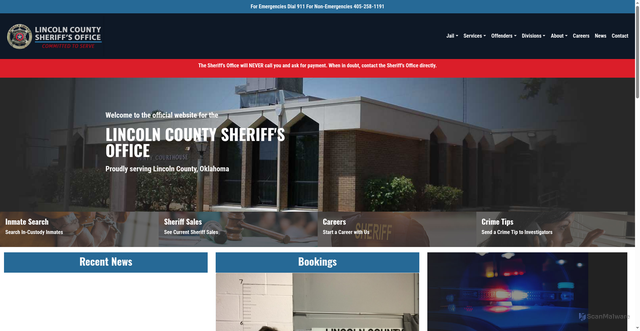 Security scan screenshot of https://lincolncountysheriffok.gov/