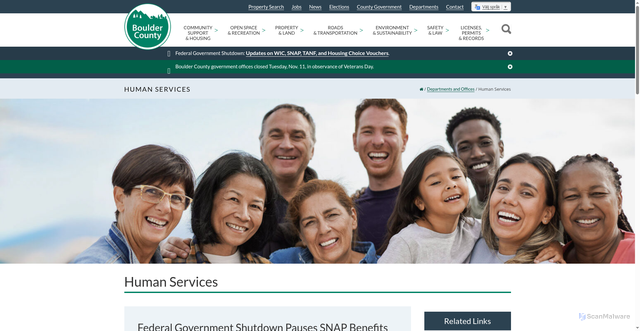 Security scan screenshot of https://bouldercounty.gov/departments/human-services/