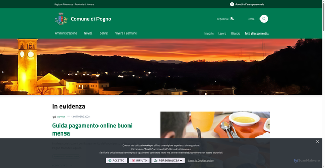Security scan screenshot of https://www.comune.pogno.no.it/it-it/home