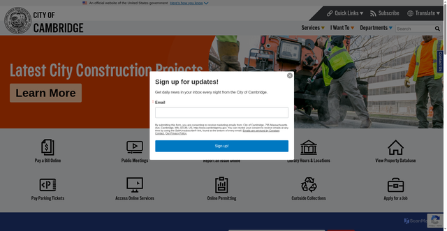 Security scan screenshot of https://www.cambridgema.gov/