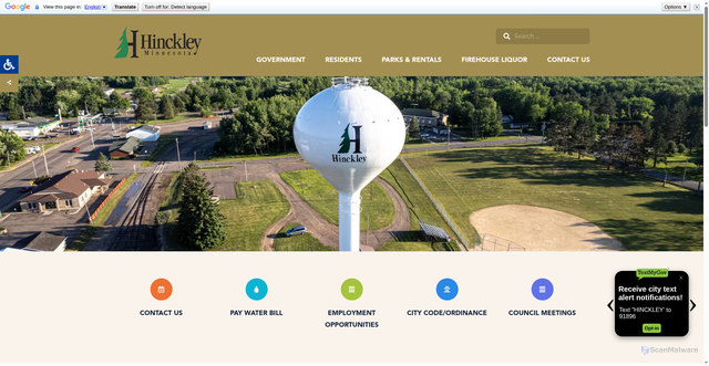 Security scan screenshot of https://hinckleymn.gov/