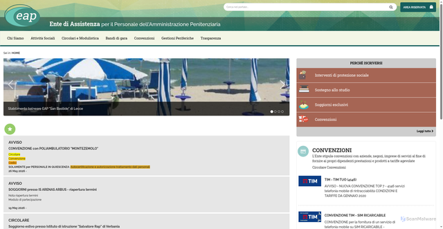 Security scan screenshot of https://www.enteassistenza.it