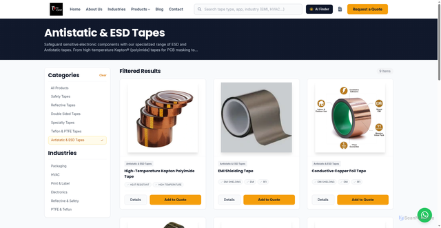 Security scan screenshot of https://tape-dkn.pages.dev/category/antistatic-esd-tapes