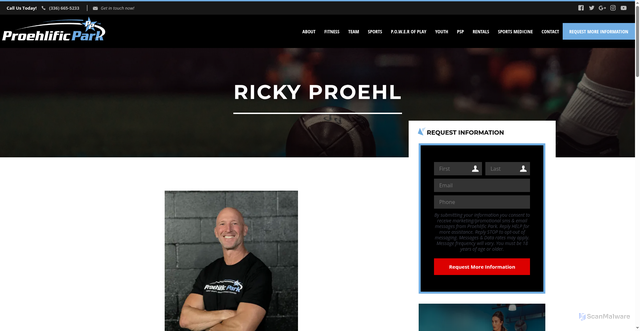 Security scan screenshot of https://proehlificpark.com/Trainers/Ricky-Proehl
