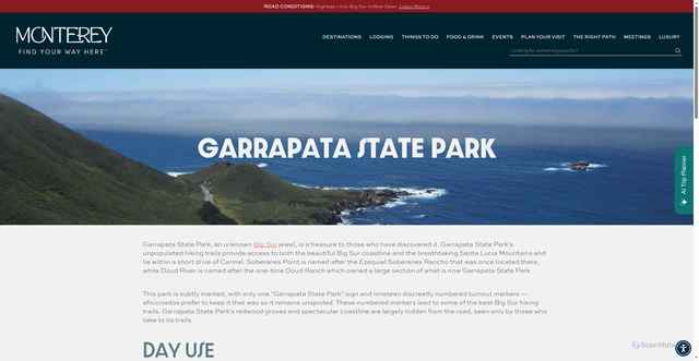 Security scan screenshot of https://www.seemonterey.com/things-to-do/parks/garrapta/