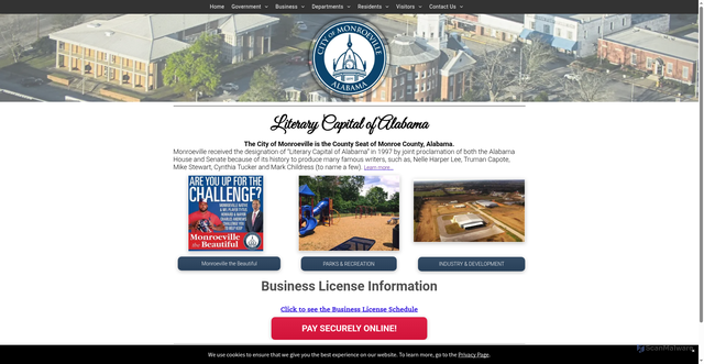 Security scan screenshot of https://www.monroevilleal.gov/