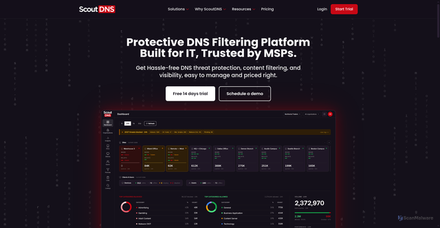 Security scan screenshot of https://scoutdns.com