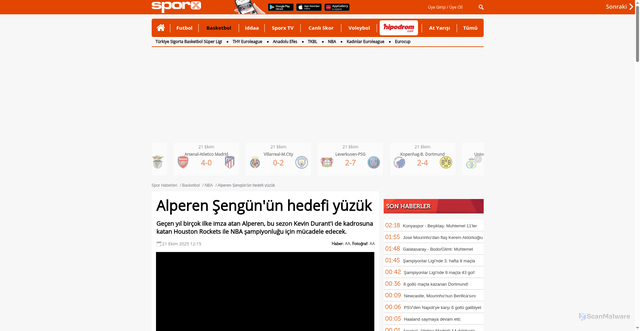 Security scan screenshot of https://www.sporx.com/alperen-sengun-un-hedefi-yuzuk-SXHBQ1136869SXQ