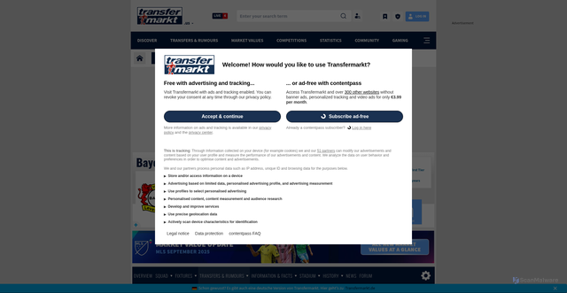Security scan screenshot of https://www.transfermarkt.us/bayer-04-leverkusen/transfers/verein/15